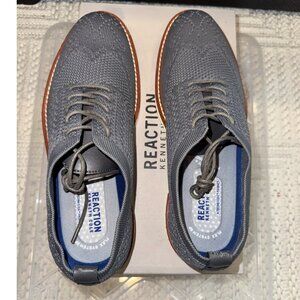 KC Reaction Mens Klay Flex Oxford LaceUps (Grey w/ Tan Trim, US Size 9.5 Medium)
